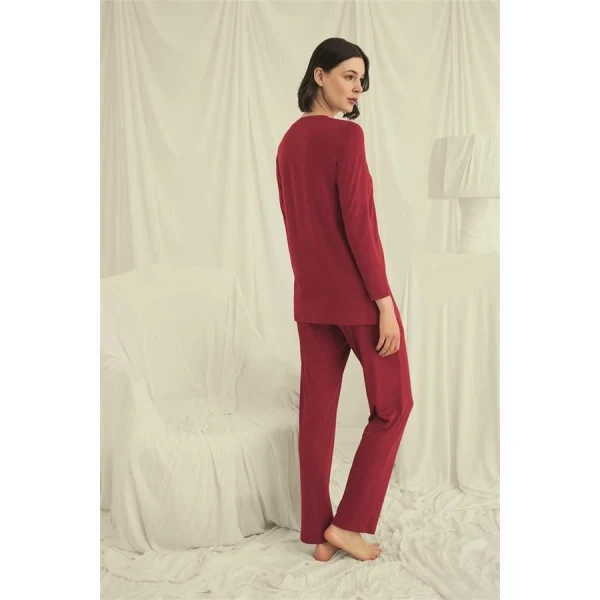 Arias Closet Uzun Kollu Boydan Düğmeli V Yaka Pijama Takımı