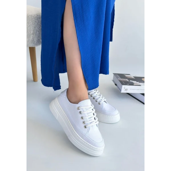 Carin Bej Keten Bağcıklı Spor Ayakkabı