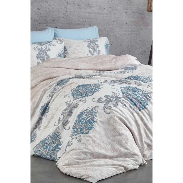 Çift Kişilik Nevresim Takımı Pamuklu Mavi Asalet