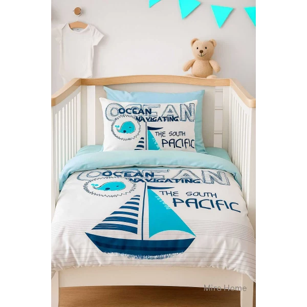 Dijital Baskılı 3d Pamuklu Yenidoğan Bebek Nevresim Takımı South Pasific