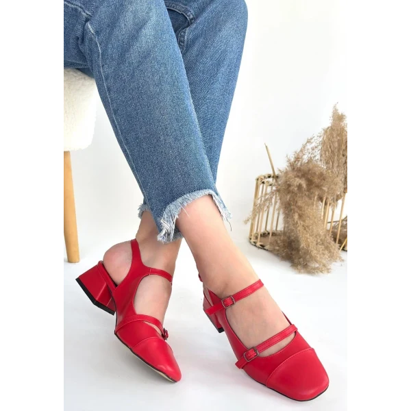 Doran Mavi Cilt Topuklu Ayakkabı