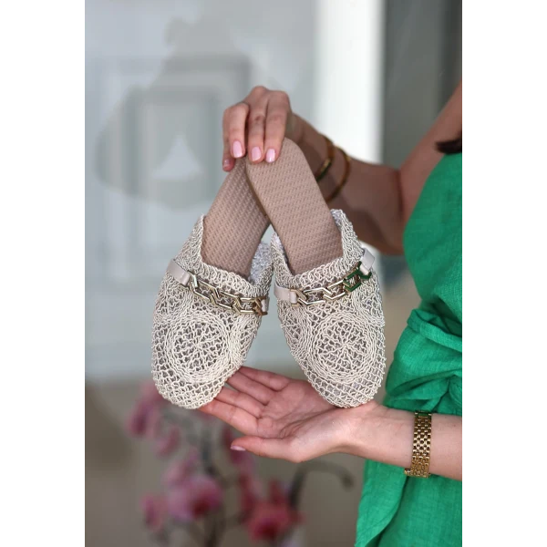 Emert Siyah Örgülü Terlik