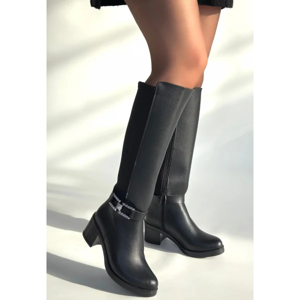 Emrat Siyah Cilt Topuklu Çizme