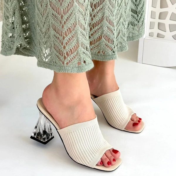 Evra Leopar Triko Topuklu Terlik