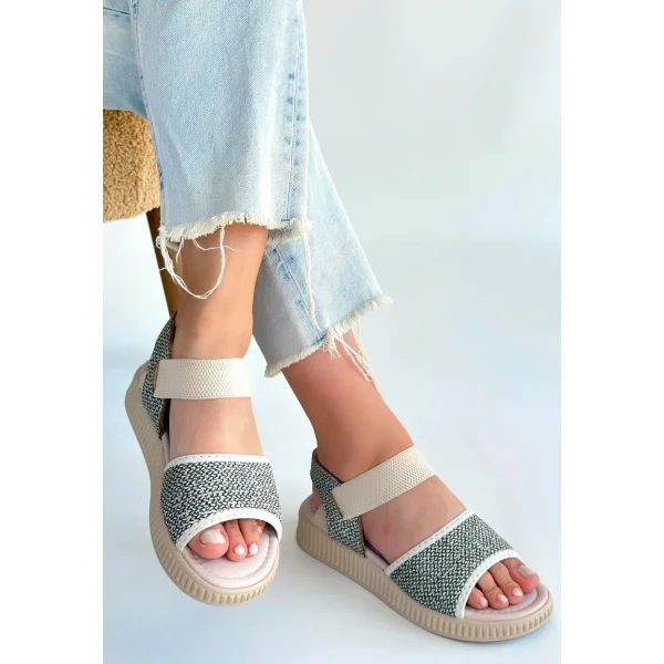 Jake Bej Hasır Cilt Sandalet