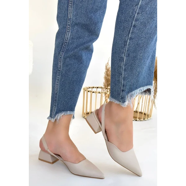 Jenti Bej Cilt Topuklu Ayakkabı