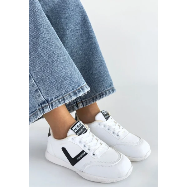 Jowen Siyah Cilt Bej Detaylı Bağcıklı Spor Ayakkabı