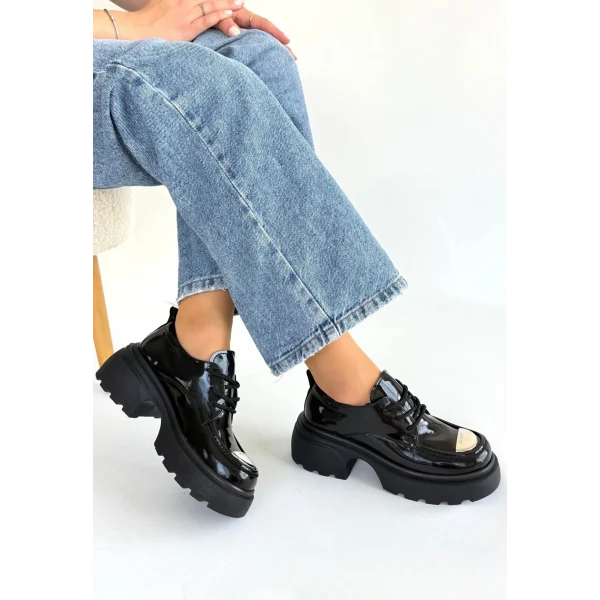 Kiya Bej Rugan Dolgu Topuk Oxford Ayakkabı