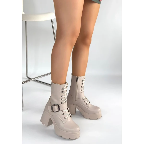 Linma Siyah Nubuk Bağcıklı Topuklu Bot