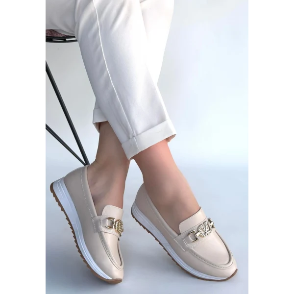 Otra Siyah Cilt Babet Ayakkabı