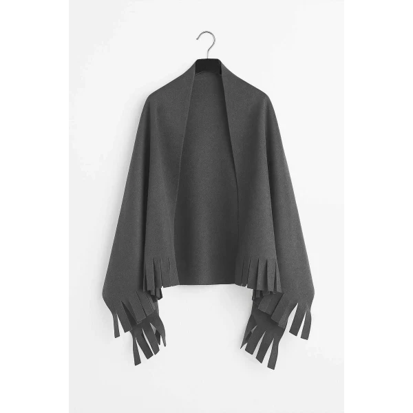 Softiva Polar Omuz Şalı 70x180 cm Unisex Kışlık Şal Antrasit Gri