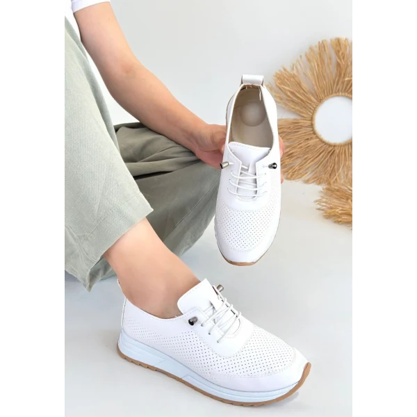 Tone Bej Cilt Bağcıklı Spor Ayakkabı