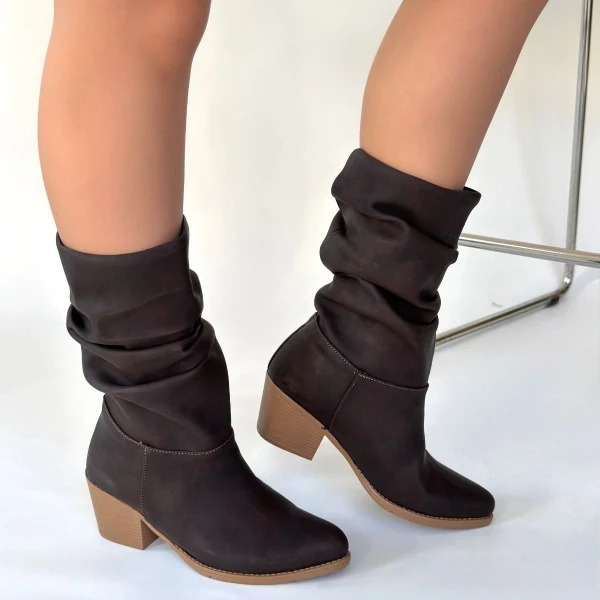 Yior Acı Kahve Cilt Topuklu Bot