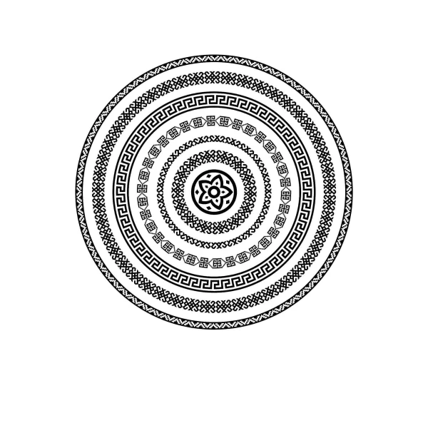 Yuvarlak Geometrik Siyah Desenli Duck Kumaş Masa Örtüsü 150x150 Cm