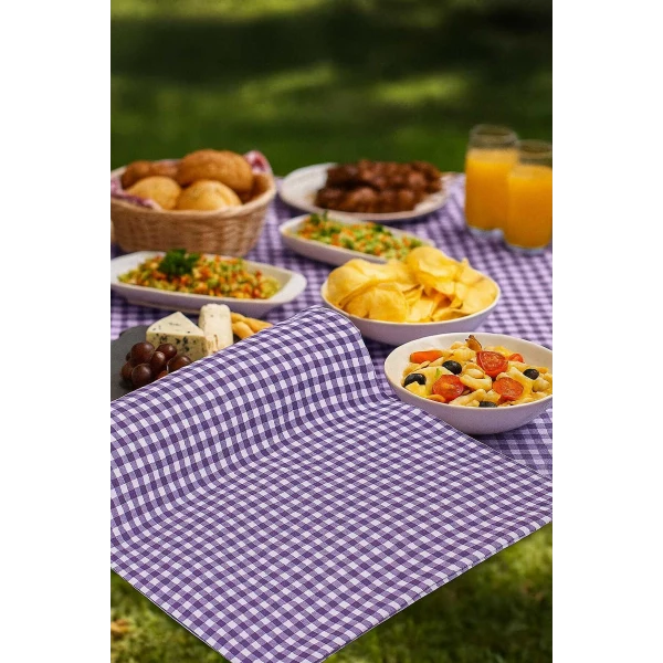 Zefir Desen Sofra Bezi Masa Örtüsü 170 x 170 Cm Lila