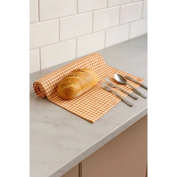 Zefir Desen Sofra Bezi Masa Örtüsü 170 x 170 Cm Turuncu