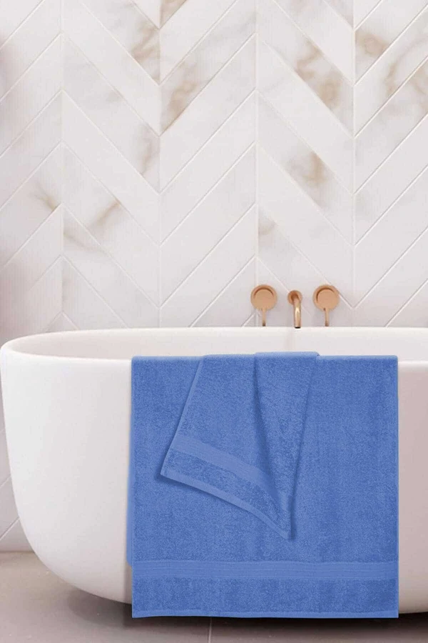 2 li Banyo Havlu Takımı %100 Pamuklu Dry Mavi