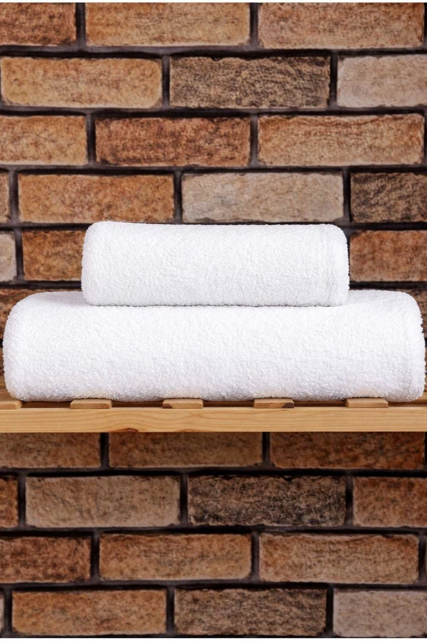 2 Parça %100 Pamuklu Soft Lüx Banyo Havlu Seti Beyaz