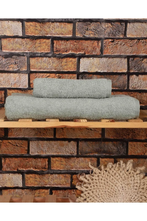 2 Parça %100 Pamuklu Soft Lüx Banyo Havlu Seti Yeşil