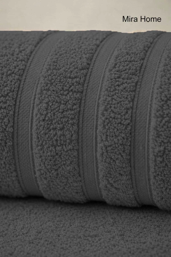 2 Parça Pamuklu Banyo Havlu Seti Ayla Antrasit