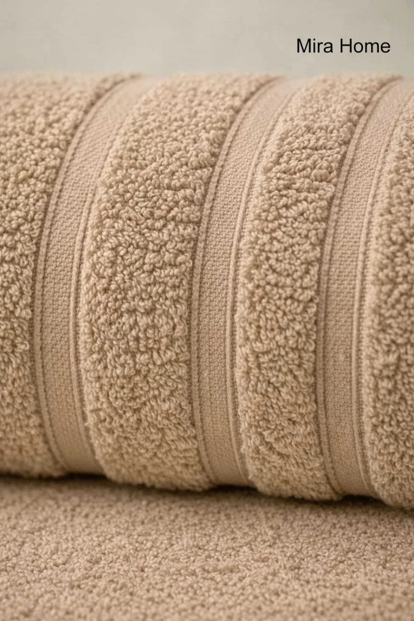 2 Parça Pamuklu Banyo Havlu Seti Ayla Bej