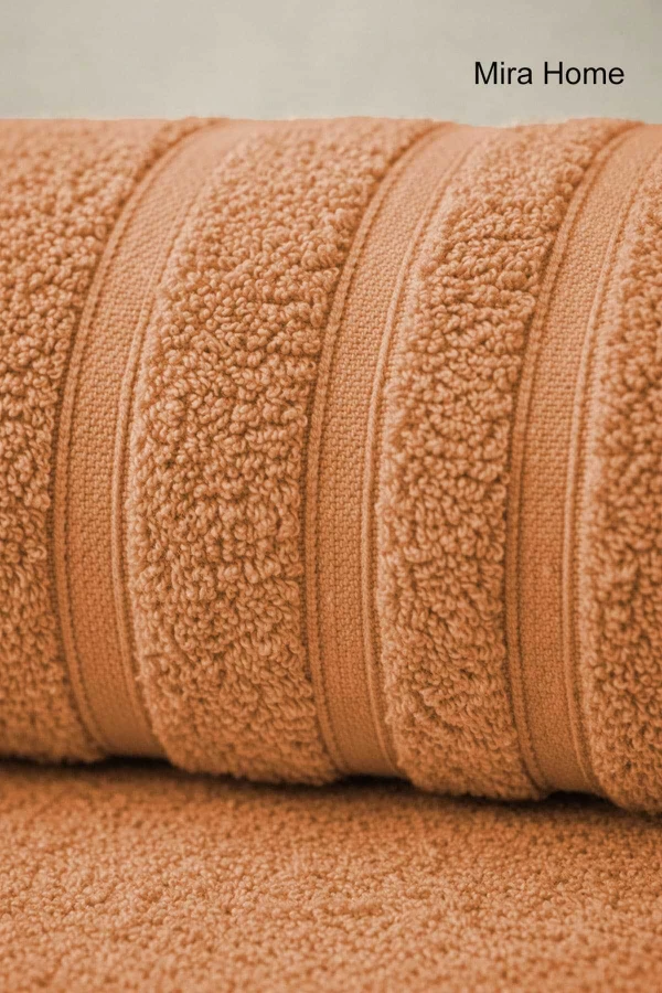 2 Parça Pamuklu Banyo Havlu Seti Ayla Kiremit