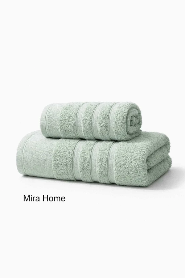 2 Parça Pamuklu Banyo Havlu Seti Ayla Yeşil