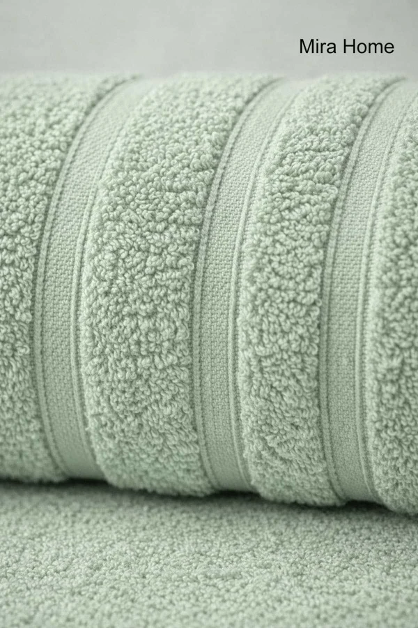 2 Parça Pamuklu Banyo Havlu Seti Ayla Yeşil