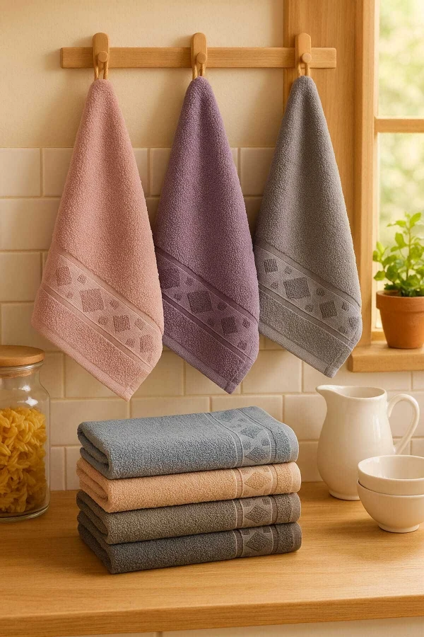 6 Parça Mutfak Havlusu Seti %100 Pamuklu Carla