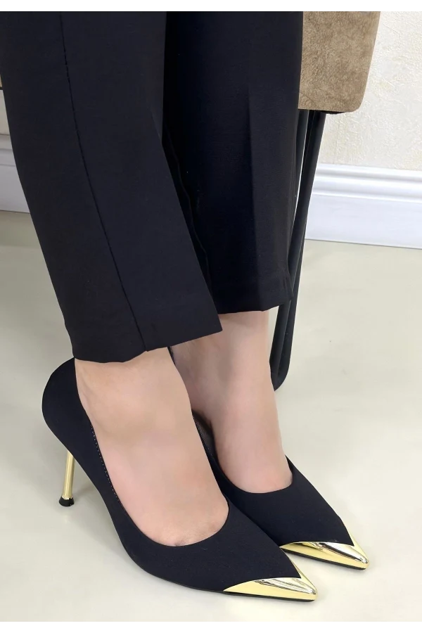 Alis Siyah Saten Stiletto Ayakkabı