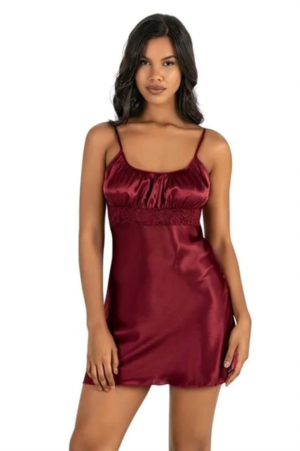 Arias Closet Bordo Kısa Saten Gecelik 8208