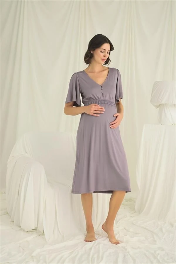 Arias Closet Dantelli Önü Düğmeli Hamile Lohusa Gecelik