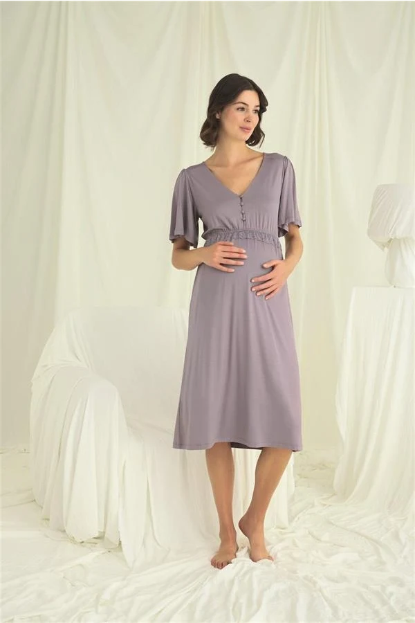 Arias Closet Dantelli Önü Düğmeli Hamile Lohusa Gecelik