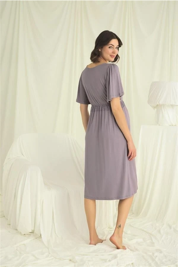 Arias Closet Dantelli Önü Düğmeli Hamile Lohusa Gecelik