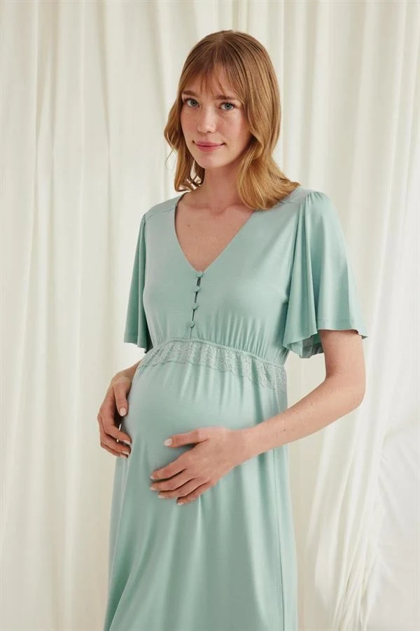 Arias Closet Dantelli Önü Düğmeli Hamile Lohusa Viskon Gecelik