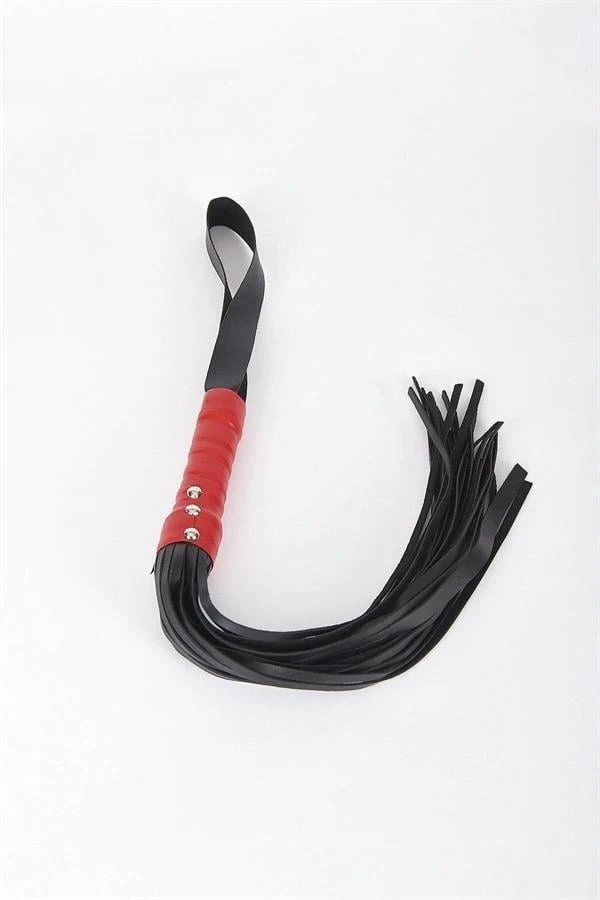 Arias Closet Deri Siyah Kırmızı Kırbaç