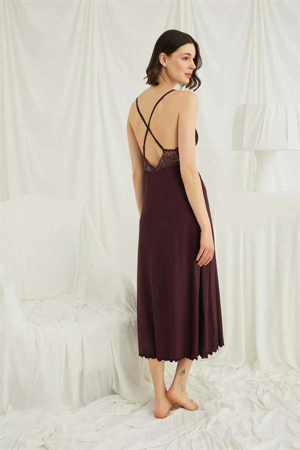 Arias Closet Göğüs ve Sırt Dekolteli Dantelli Sabahlık Takımı