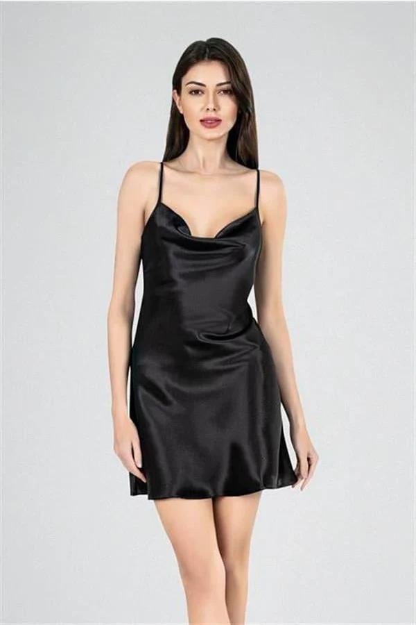 Arias Closet Kısa Gecelik Degaje Siyah 7740