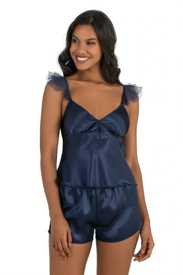 Arias Closet Lacivert Saten Şort Takımı 9212