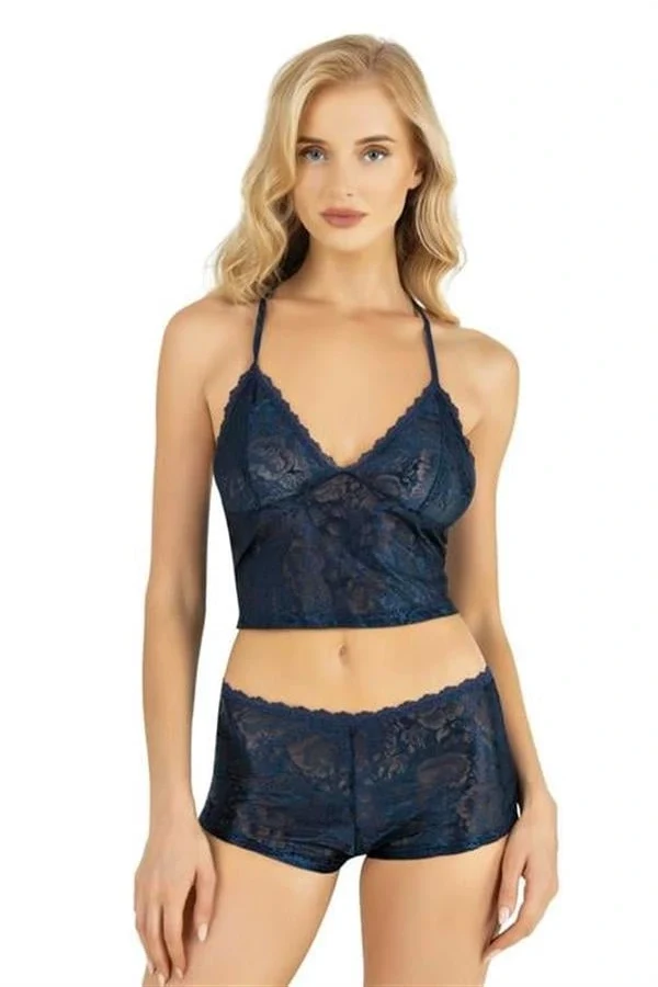 Arias Closet Lacivert Saten Şort Takımı 9222