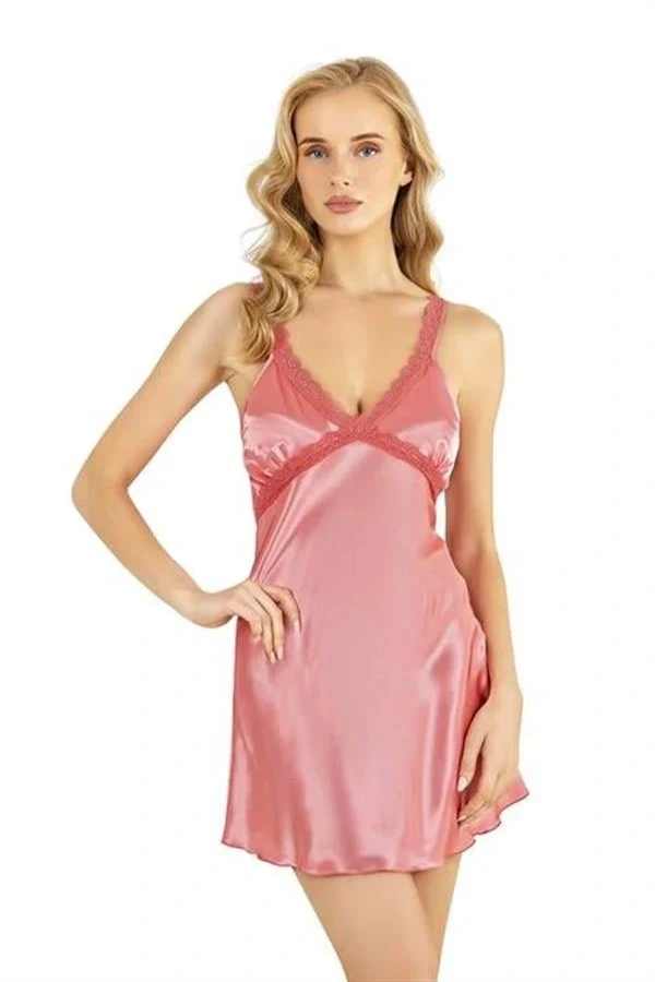 Arias Closet Mercan Kısa Saten Gecelik 8226