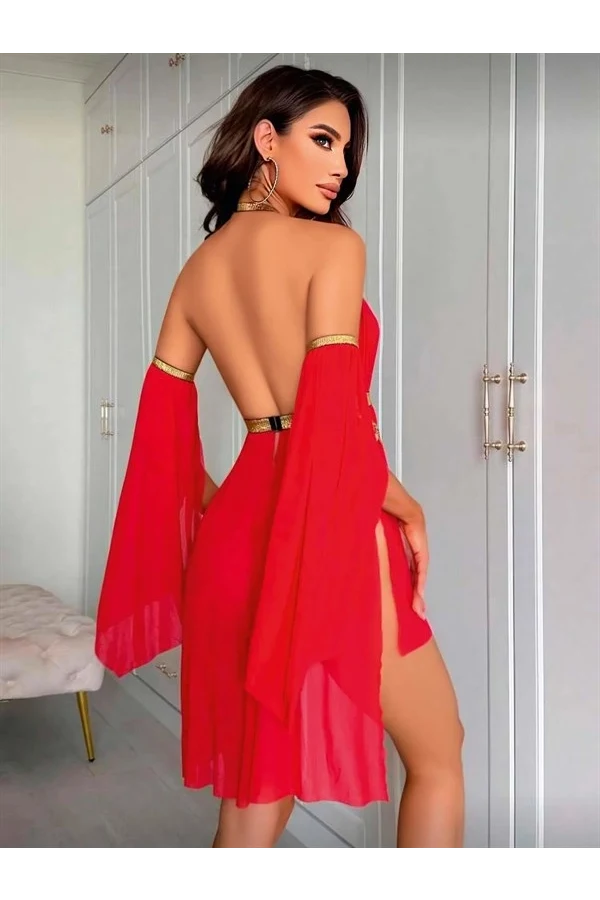 Arias Closet Özel Tasarım Kırmızı Dansöz Kostümü