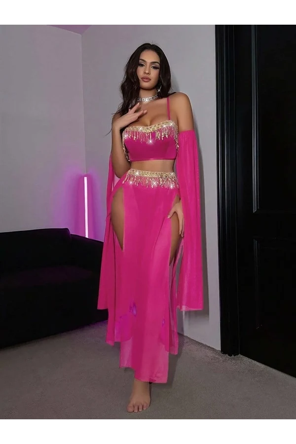 Arias Closet Özel Tasarım Pembe Dansöz Kostümü