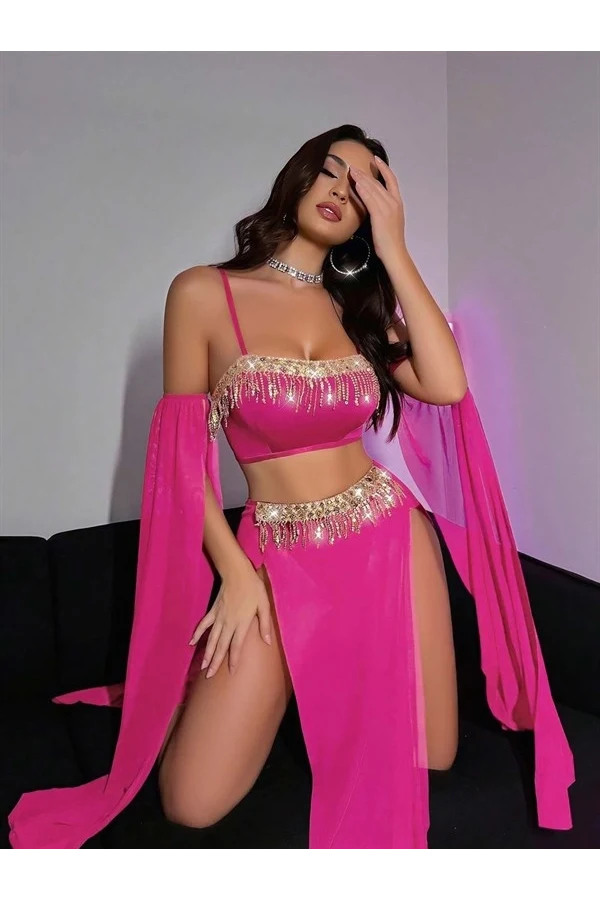 Arias Closet Özel Tasarım Pembe Dansöz Kostümü