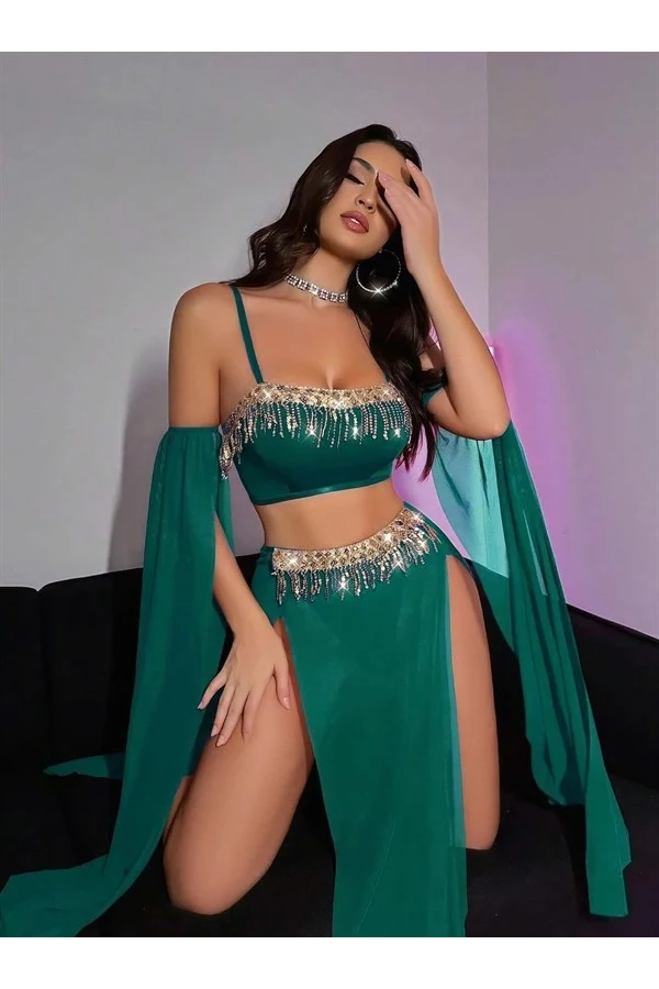 Arias Closet Özel Tasarım Yeşil Dansöz Kostümü