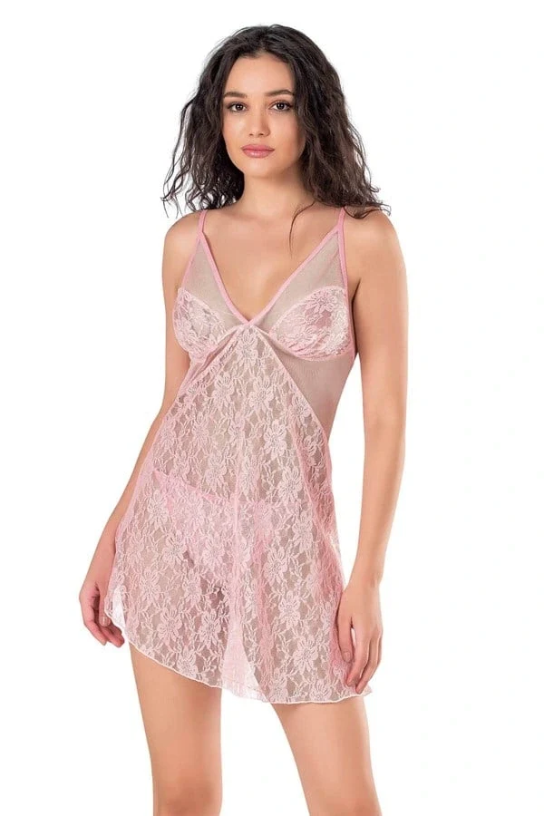 Arias Closet Pembe Kısa Tül Gecelik
