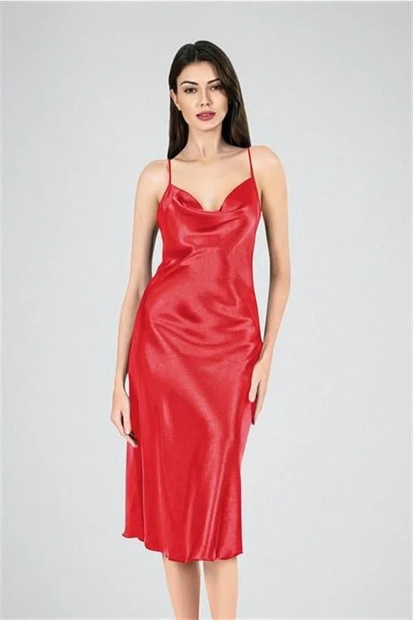 Arias Closet Uzun Gecelik Degaje Kırmızı