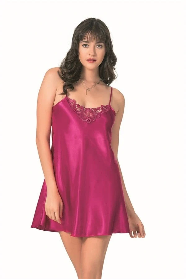Arias Closet Vişne Kısa Saten Gecelik