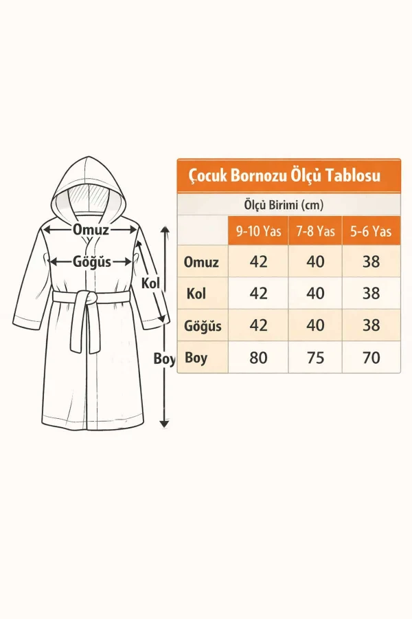 Ayıcık Figürlü Nakışlı Kapüşonlu Çocuk Bornozu
