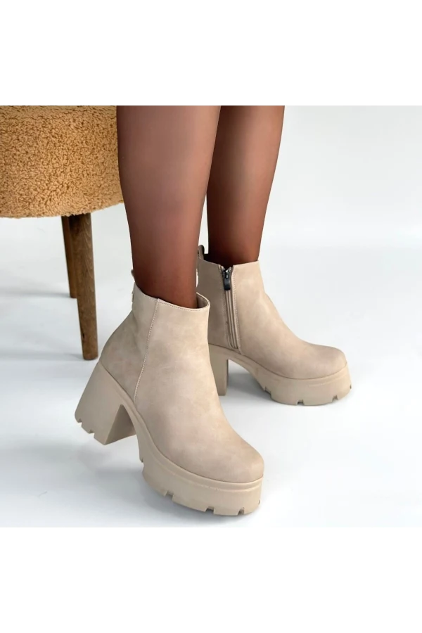 Belay Bej Nubuk Topuklu Bot